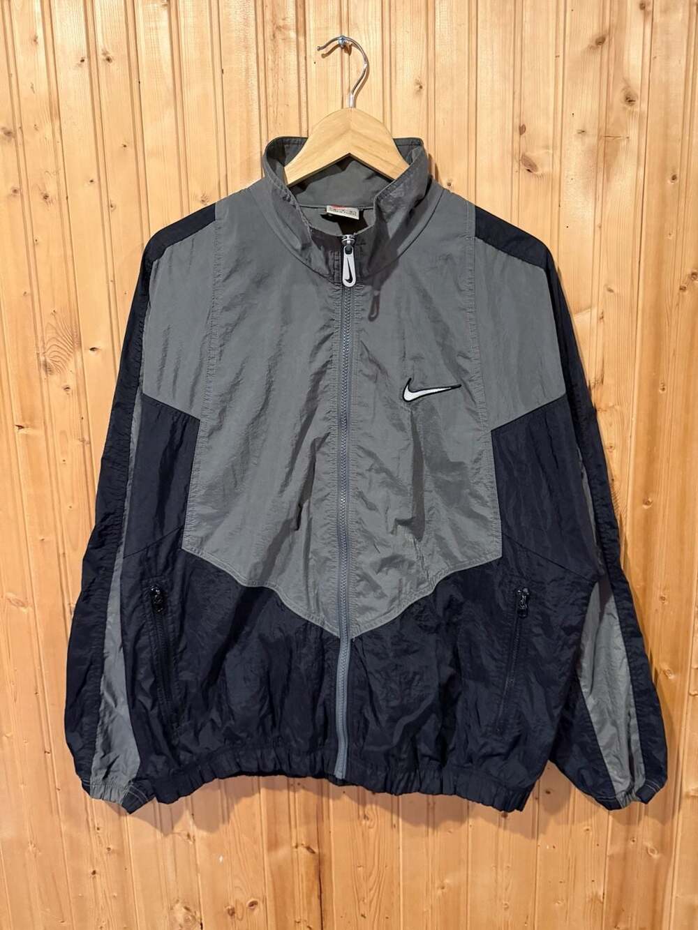 Vintage Nike Windbreaker Jacket Size M Gray Black Full Zip